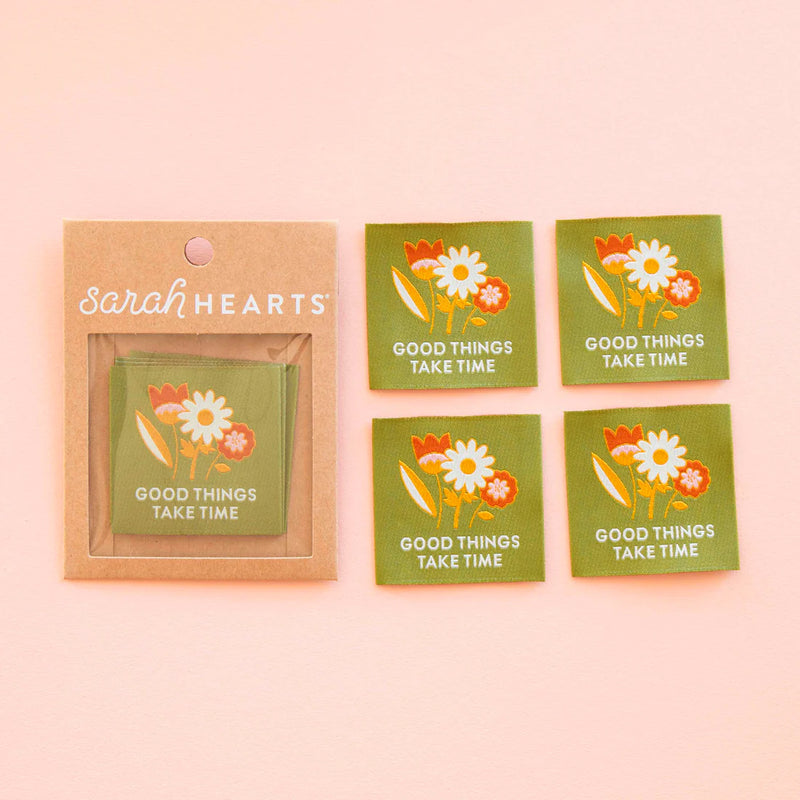 'Good Things Take Time' Woven Labels