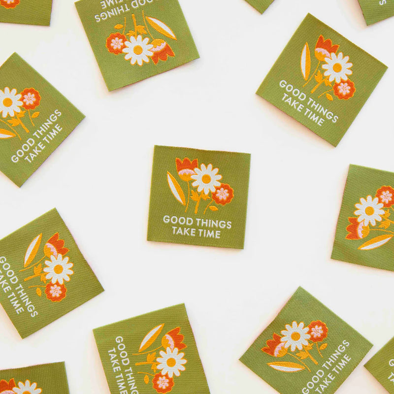 'Good Things Take Time' Woven Labels