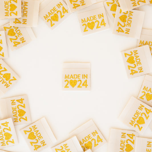 'Made in 2024' Metallic Gold Woven Labels