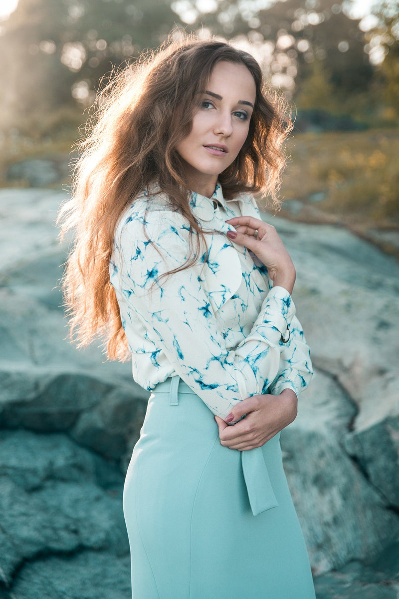 Long-sleeved blouse sewing pattern