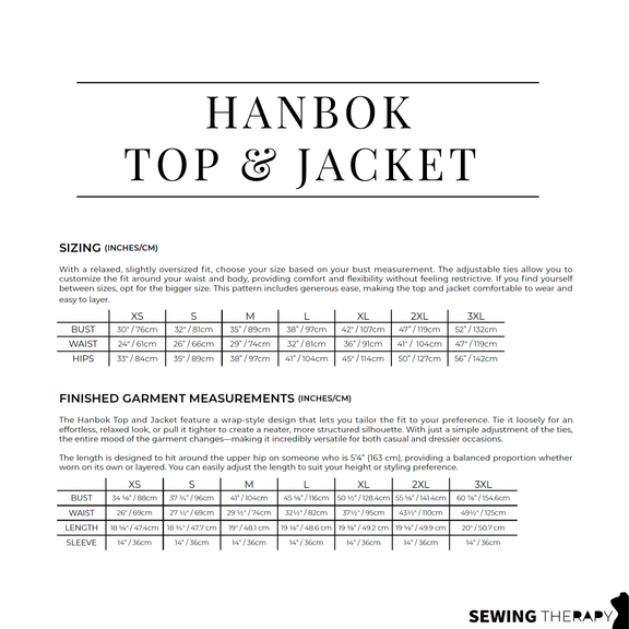 PDF Hanbok Top & Jacket Pattern - Sewing Therapy