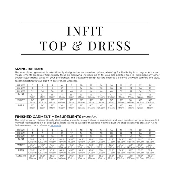 PDF Infit Top & Dress Pattern - Sewing Therapy