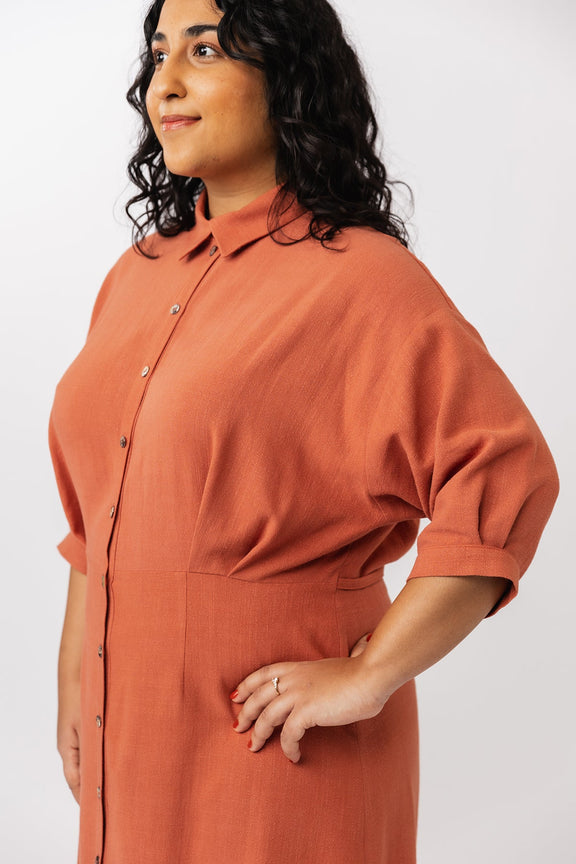 Dropped shoulder dress sewing pattern