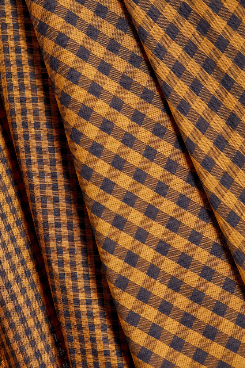 Gingham Night Ochre Fabric